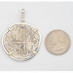 8 Reales Treasure Cob Coin Santiago Shipwreck of 1585 Solid Sterling Silver & 14kt Gold Pendant